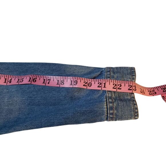 Levis‎ Womens Button Up Shirt Denim Blue M Long Sleeve Pockets Collared Top - Picture 9 of 13